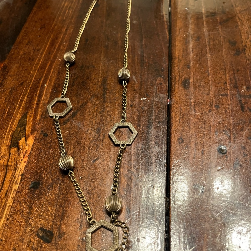 Antique Gold-Tone Geometric  Necklace